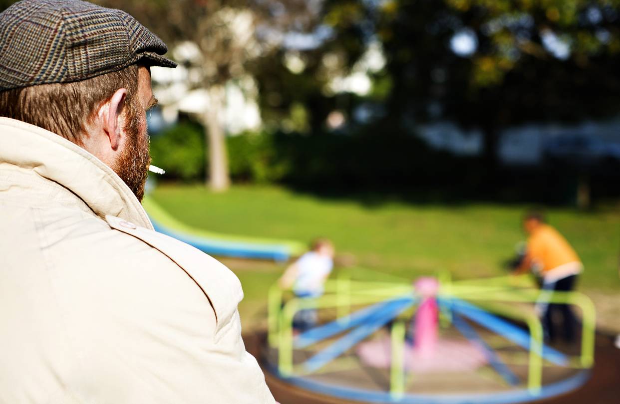 Image result for pedophile watching a child play in playground