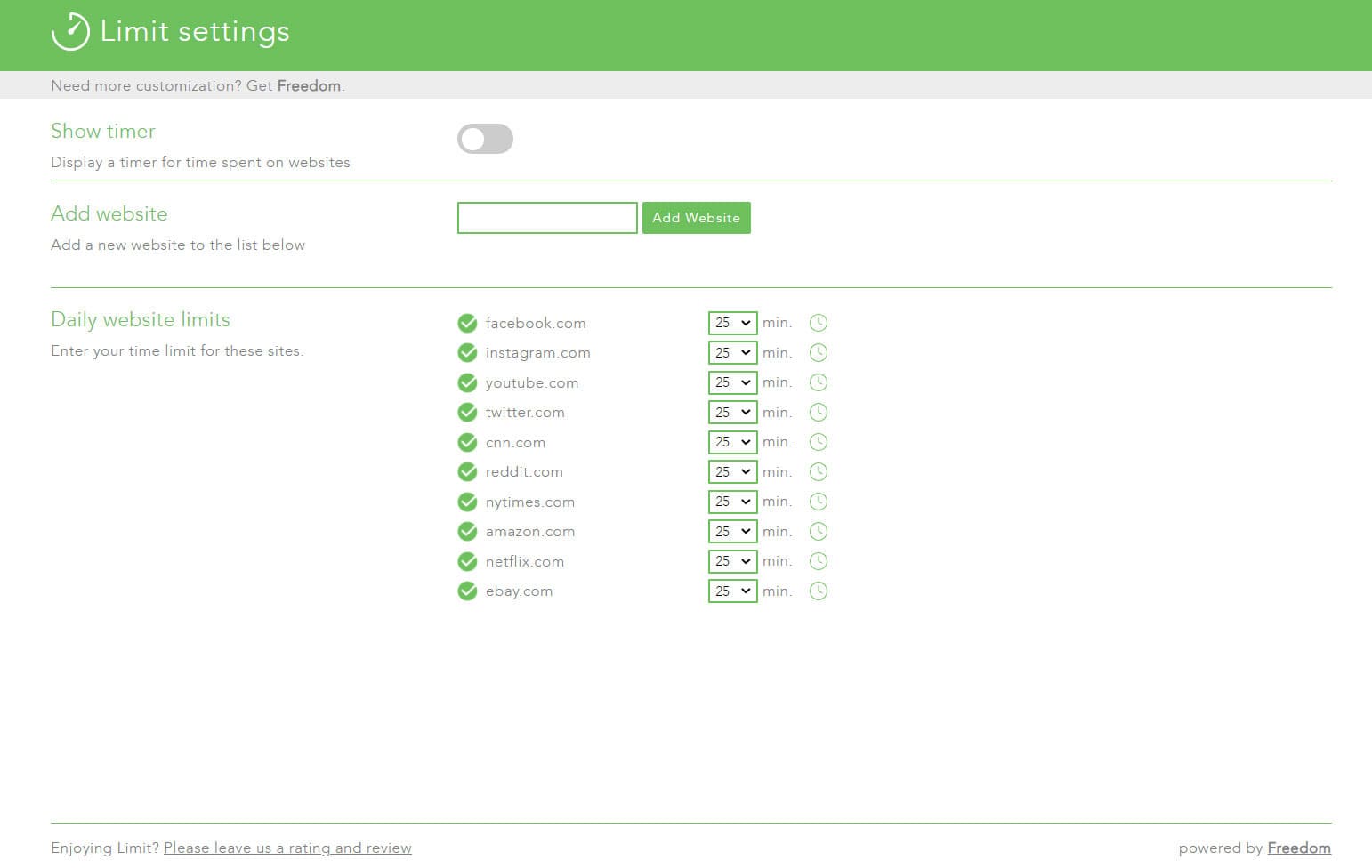 Website blocker for Pomodoro